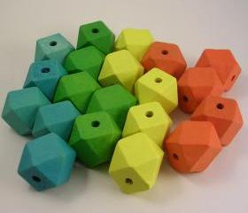 20 Colorful Wood Cube Beads Sampler Pack (WB53)