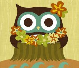 17R Retro Hula Owl 6x6 Print