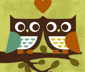 18R Retro Owl Love 6 x 6 Print