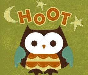 33R Retro Owl Hoot 6x6 Print