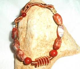  Jasper Beaded Bracelet Wire Coil handmade jewelry
