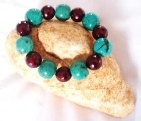  Turquoise / Shell Pearl Bracelet Stretchy Gemstone jewelry
