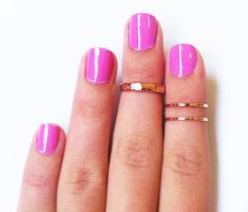 3 Above the Knuckle Rose Gold Rings - Z Rose Gold Combo set of 3 rings stackable midi rings