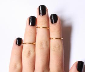 3 Above the Knuckle Gold Plated Rings set of 3 stackable mid knuckle rings