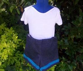 Girls denim blue sparkly shorts