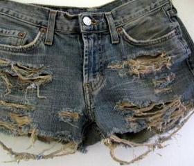 Shredded Shorts Size 1 2 Ripped Distressed Frayed Torn Jean Denim Levis