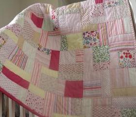 patchwork quilt reversible pink flowers and stripes