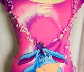Woman's Small Lil E'Ore Backless, Reconstructed, Pink & Purple Tied Shirt