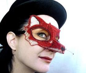  Red fox masquerade mask, handmade