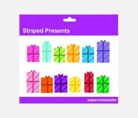 Striped Presents - Digital Clip Art Set
