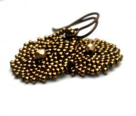 Bronze Beaded Earrings Sunburst