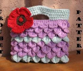 Girls Bag / Purse with Large Flower , Crochet Pattern PDF, Pattern No. 8