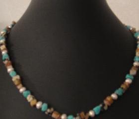 Necklace, turquoise stone