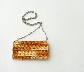 Crochet necklace Batik necklace Orange mustard harvest gold Autumn Fall fashion