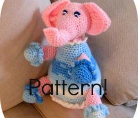 Crochet pattern, Elephant amigurumi toy - Crochet tutorial PDF