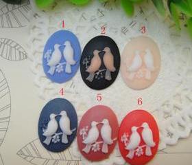 4pcs Resin Cabochons Lover Bird Vintage 18x25mm BW-SZ-163