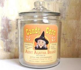 Halloween Jar, Witch, Candy Corn, Halloween Decor