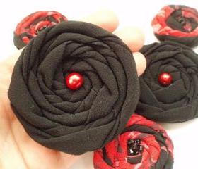 Black-Red Handmade Appliques Embellishments(5 pcs)
