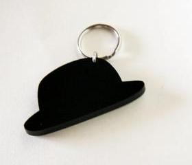 bowler hat keychain - for him - unisex gentlemen elegant gift