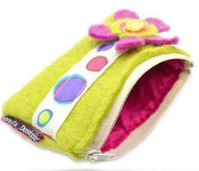 Retro green felt purse