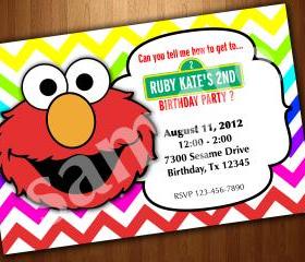 ELMO COOKIE MOSTER SESAME STREET BIRTHDAY PARTY INVITATION Uprint Digital