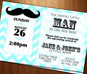 BABY shower little man Mustache INVITATION CARDS CUSTOM INVITES PARTY printable