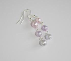 Pastel freeshwater pearl drop earrings -Iris.