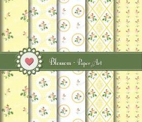 Yellow Flowers Digital Scrapbooking Paper - Decoupage - Cardmaking - Collage Sheet - Scrapbook - Wedding