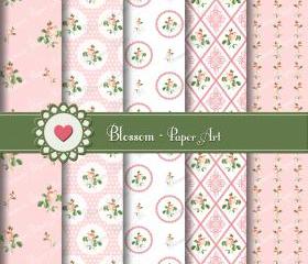 Pink Flowers Digital Scrapbooking Pack - Decoupage - Collage Sheet - Digital Paper - Printable
