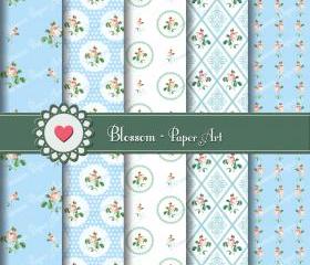 Light Blue Flowers Scrapbooking Paper - Digital Image - Printable Paper - Cardmaking - Baby Shower - Decoupage - Collage Sheet