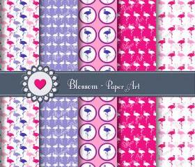 Flamingo Digital Scrapbooking Paper Pink Violet - Cardmaking - Scrapbook - Printables - Decoupage - Collage Sheet - 300dpi