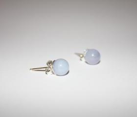 Blue lace agate and sterling silver stud earrings 6mm