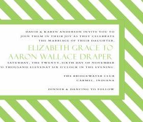 Green Stripe Wedding Invitation (set of 10)
