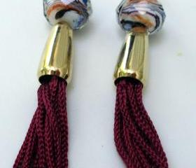 burgandy tassel earrings