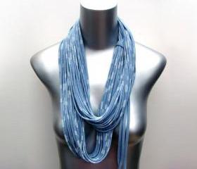 Infinity Scarf Nautical Blue Ocean White Stripe Womens Striped Circle Necklace Scarves Loop Eternity Fabric Jewelry unique Tribal Bohemianl