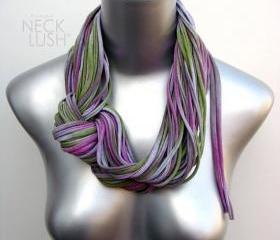 Summer Infinity Green Magenta Brown Scarf Green Circle Boho Necklace Scarves Loop Eternity Fabric Jewelry unique Tribal African