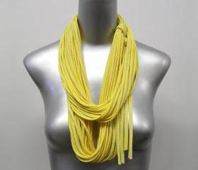 Pastel Canary Yellow Cotton Infinity Scarf Womens Mens Circle Necklace Scarves Eternity White Fabric Jewelry Uniqe Tribal Bohemian Statement