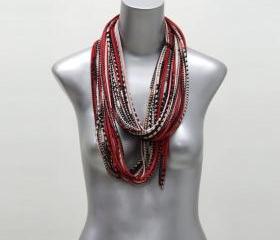 Infinity Boho Scarf Cotton Red Black Geometric Necklace Jersey Circle Scarves Jewelry Man Man Summer Winter Eternity Fabric Jewelry Tribal