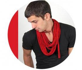 fashion design necklace modern rocker jewelry mod clothing neck scarf accessories womens funky gifts hippie scarves men girl guy apple red
