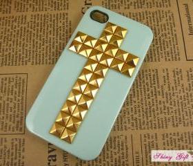 Studded iPhone 4 case, iPhone 4s case stud cross, custom iPhone case designer iPhone 4 cases