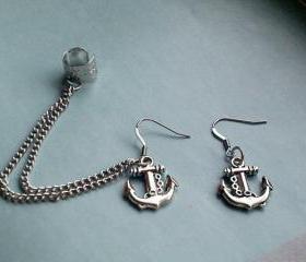 Anchors Oceanside Chain Cuff Earring Set