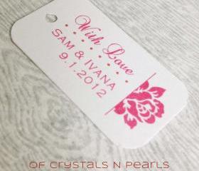  24 Side Rose Customised Gift Tags - Wedding Favor Tags - Thank you tags - Wedding Gift Tags