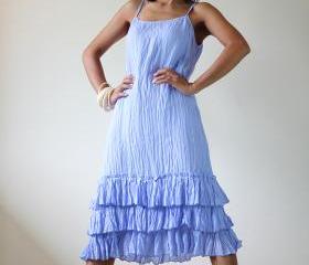 Blue Maxi Dress - Stonewashed Cotton Hand Dyed Summer Dress