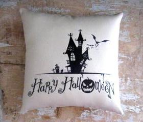 Halloween Pillow, Halloween Decoration, Haunted House, Happy Halloween, Pumpkin, Bats