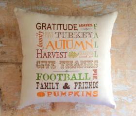 Autumn Pillow, Fall, Football, Thanksgiving, Fall Decor, Autumn Decor, Subway Art