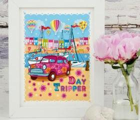 A4 Unframed Illustration Print 'Day Tripper'