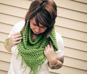 Crochet Shawl Scarf with Fringe