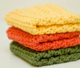 Handmade 100% Crochet Dishcloths or Washcloths (Set of 3)