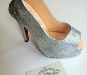 Fondant Shoe Christian Louboutin Inspired, Famous Glitter Stiletto, Cake Topper