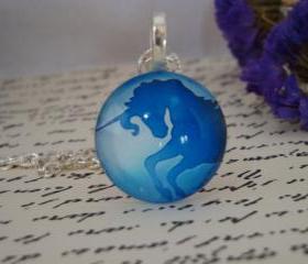 Hand made unicorn glass pendant